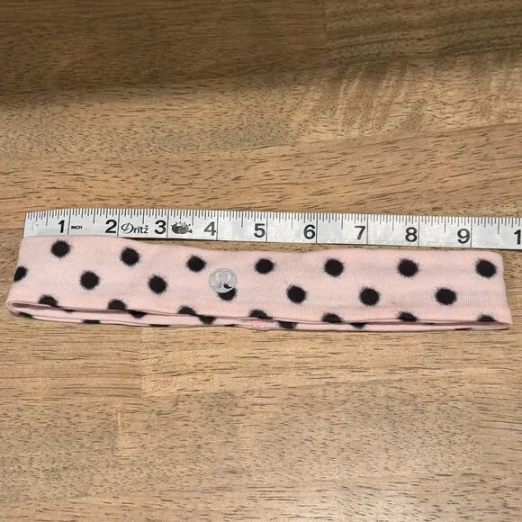 Lululemon Pink & Black Polkadot Workout Headband Silicone Grip - Picture 3 of 5